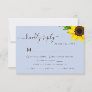 Carte de réponse diététique RSVP Tournesol Rustiqu