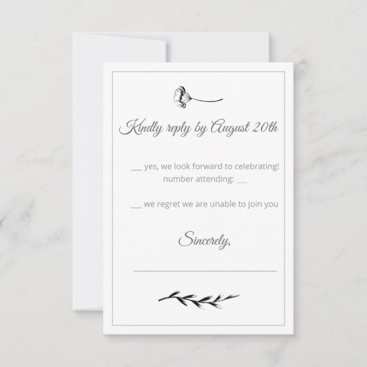 Carte de réponse d'illustration florale (Devant)