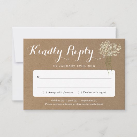 Carte de réponse d'invitation | Baby's Breath rust (Devant)