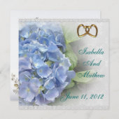Carte de réponse d'invitation Blue Hydrangea et de (Devant / Derrière)