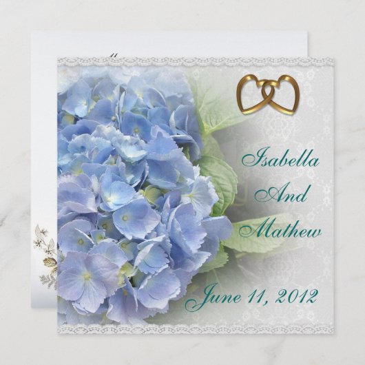 Carte de réponse d'invitation Blue Hydrangea et de (Devant / Derrière)