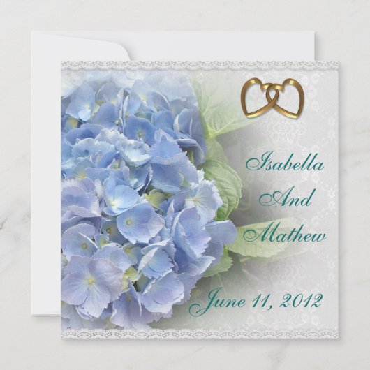 Carte de réponse d'invitation Blue Hydrangea et de (Devant)