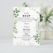 Carte de réponse d'invitation Boho Greenery (Debout devant)