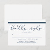 Carte de réponse d'invitation de calligraphie Navy (Devant / Derrière)