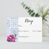 CARTE DE RÉPONSE D'INVITATION DE MARIAGE BLEUE (Debout devant)