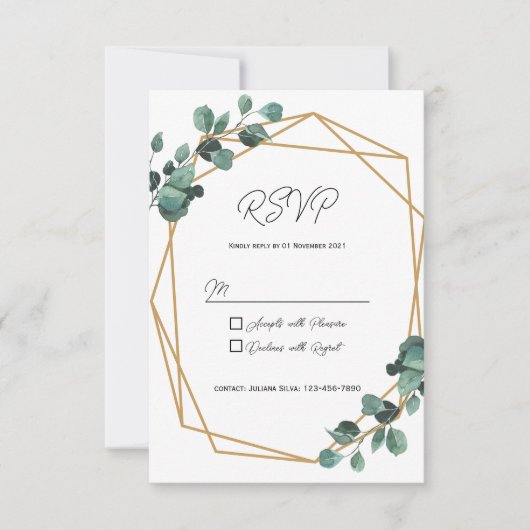 Carte de réponse d'invitation de verdure rustique (Devant)