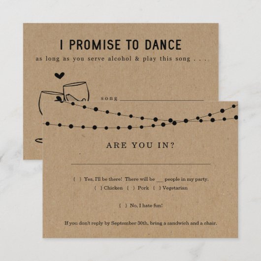 Carte de réponse d'invitation drôle avec demande d (Devant / Derrière)