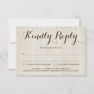 Carte de réponse d'invitation rustique