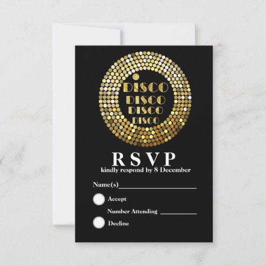 Carte de réponse Disco 3.5" x 5" (Devant)