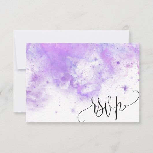 Carte de réponse DIY papillon élégant or et violet (Dos)