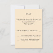 Carte de réponse dorée à l'invitation de mariage (Dos)