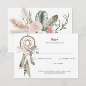 Carte de réponse Dreamcatcher Plumes de style boho (Devant / Derrière)