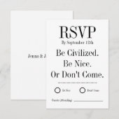 Carte de réponse drôle pour mariage (Devant / Derrière)