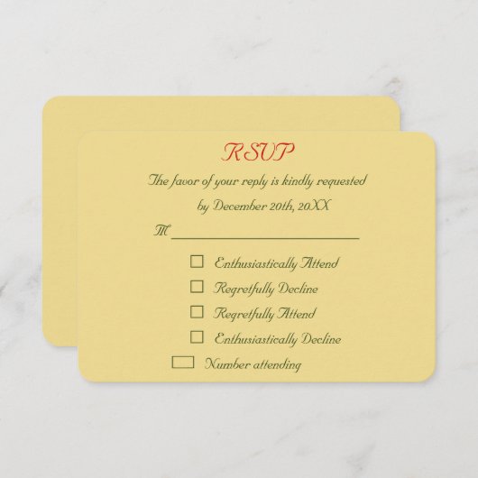 Carte de réponse drôle pour un mariage de Noël (Devant / Derrière)