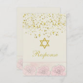 Carte de réponse du Bat mitzvah de confetti d'or (Devant / Derrière)