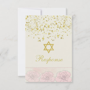 Carte de réponse du Bat mitzvah de confetti d'or