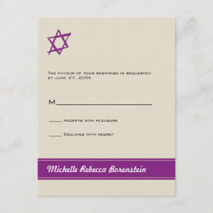 Carte de réponse du Bat mitzvah de David Star bros