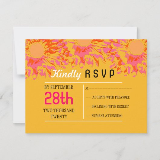 Carte de réponse du Bat mitzvah de fleurs de print (Devant)