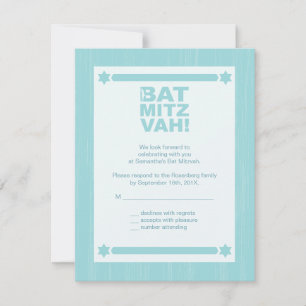 Carte de réponse du Bat mitzvah de grand type en T