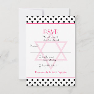 Carte de réponse du Bat mitzvah de point Polka Noi