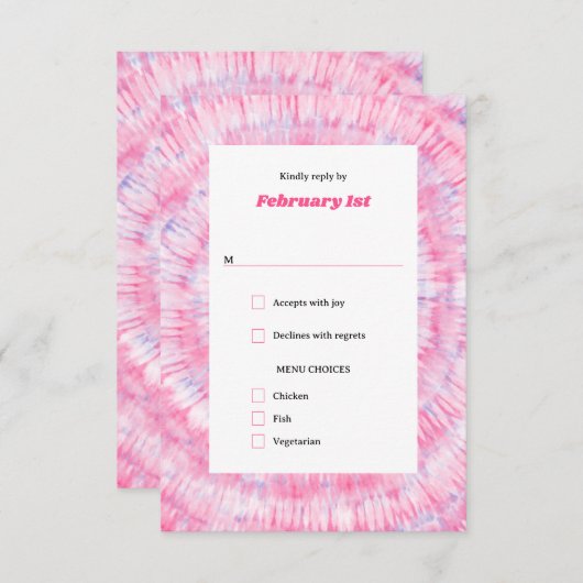 Carte de réponse du Bat mitzvah de teinture rose (Devant / Derrière)