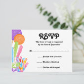 Carte de réponse du Bat mitzvah de thème Candy (Debout devant)