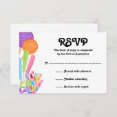 Carte de réponse du Bat mitzvah de thème Candy (Devant / Derrière)