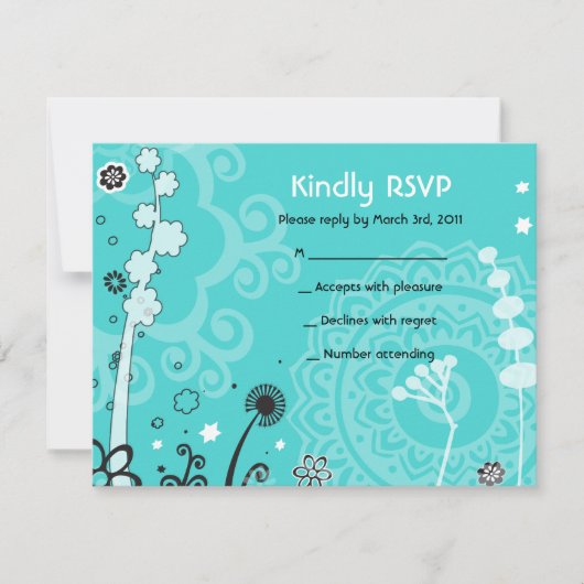 CARTE DE RÉPONSE DU Bat mitzvah FLORAL GRAS ET BEA (Devant)