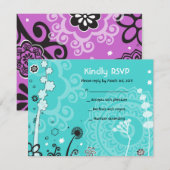 CARTE DE RÉPONSE DU Bat mitzvah FLORAL GRAS ET BEA (Devant / Derrière)