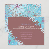 Carte de réponse du Bat mitzvah KINDA BLUE FLEURS (Devant / Derrière)