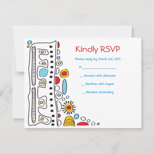 Carte de réponse du Bat mitzvah POP ART SCRIBBLY (Devant)