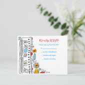 Carte de réponse du Bat mitzvah POP ART SCRIBBLY (Debout devant)