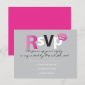 Carte de réponse du Bat mitzvah rose chaud LOVE & (Devant / Derrière)