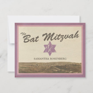 Carte de réponse du Bat mitzvah vintage de Jérusal