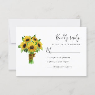 Carte de réponse du bouquet de tournesol et du mar
