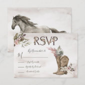 Carte de réponse du Cheval d'aquarelle Cowboy Boot (Devant / Derrière)