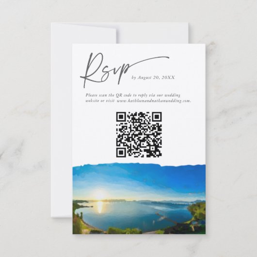 Carte de réponse du code QR de destination du lac (Devant)