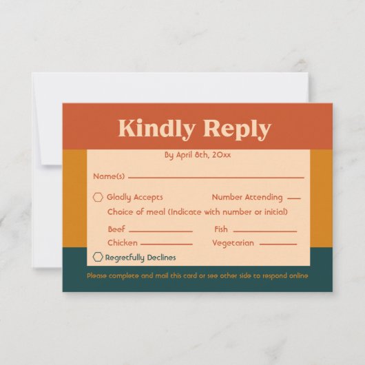 Carte de réponse du code QR moderne Orange Peacock (Devant)