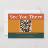 Carte de réponse du code QR moderne Orange Peacock (Dos)