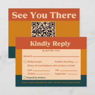 Carte de réponse du code QR moderne Orange Peacock