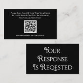 Carte de réponse du code QR RSVP noir blanc (Devant / Derrière)