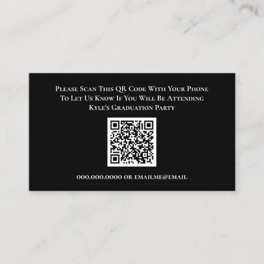 Carte de réponse du code QR RSVP noir blanc (Devant)