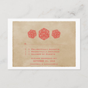 Carte de réponse du joueur de dés Red Grunge D20