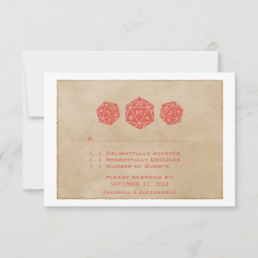 Carte de réponse du joueur de dés Red Grunge D20 (Devant)