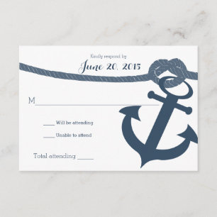 Carte de réponse du Mariage Ancre et corde nautiqu