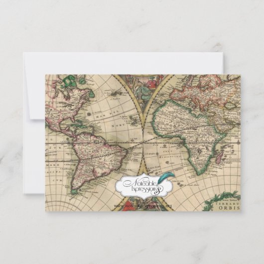 Carte de réponse du Mariage Antique Old World (Dos)