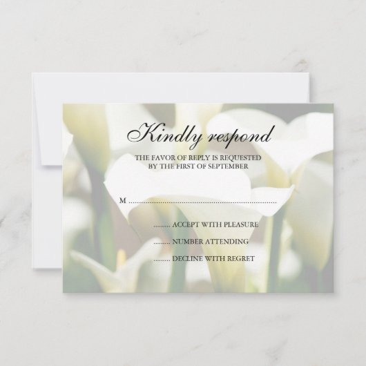 Carte de réponse du Mariage blanc Calla Lily (Devant)