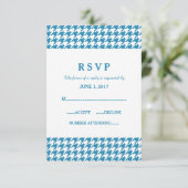 Carte de réponse du Mariage Blue Houndstooth (Debout devant)