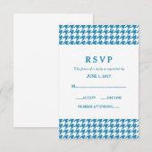 Carte de réponse du Mariage Blue Houndstooth (Devant / Derrière)