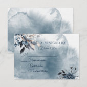 Carte de réponse du Mariage Blue Winterberries (Devant / Derrière)